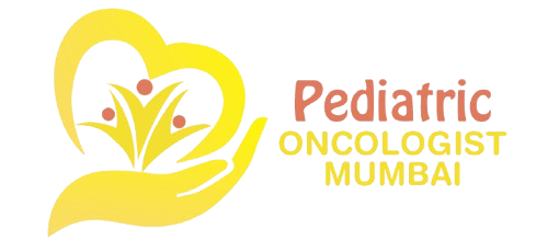 Pediatric Oncologist Mumbai logo with a compassionate heart and hand design